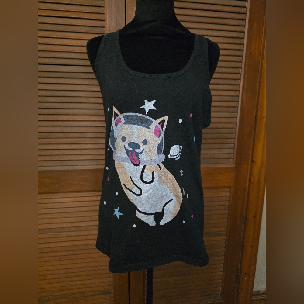 NWOT Ideal T by Next Level L Lost Gods Astronaut Corgi Tank Top